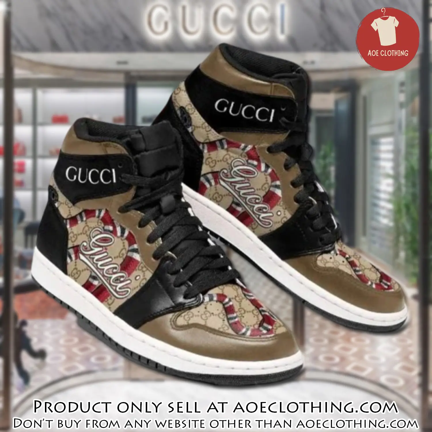 Gucci snake brown high air jordan sneaker shoes aoe0424838